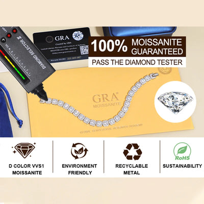 6mm Moissanite Tennis Bracelet Chain for Women Man GRA Diamond Original 925 Sterling Silver Link Bracelets Wedding Party Jewelry