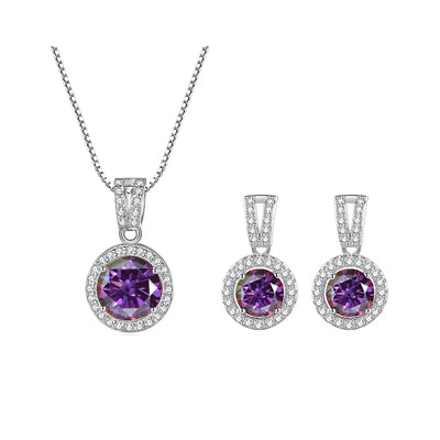 JoyceJelly 2ct total Moissanite Jewelry Set Sterling Silver 925 Necklace Earrings Fine Jewerly Wedding Set Pass Dismond Tester