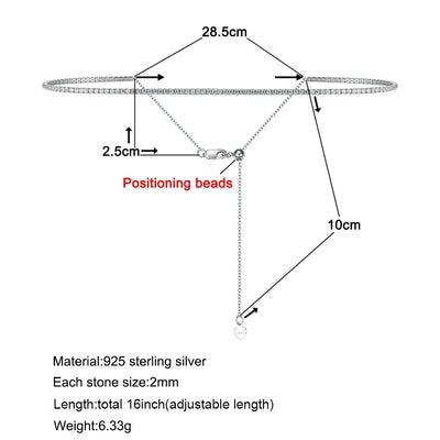 2mm Moissanite Tennis Necklace For Women S925 Silver Plated 18K Gold Sparking Rhinestone Choker Chain Wedding Jewelry Adjustable