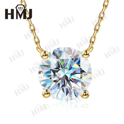 Moissanite Diamond 1CT Necklace Pendant 925 Silver Plated 18k Yellow Gold Necklace for Women Chains Party Bridal Fine Jewelry