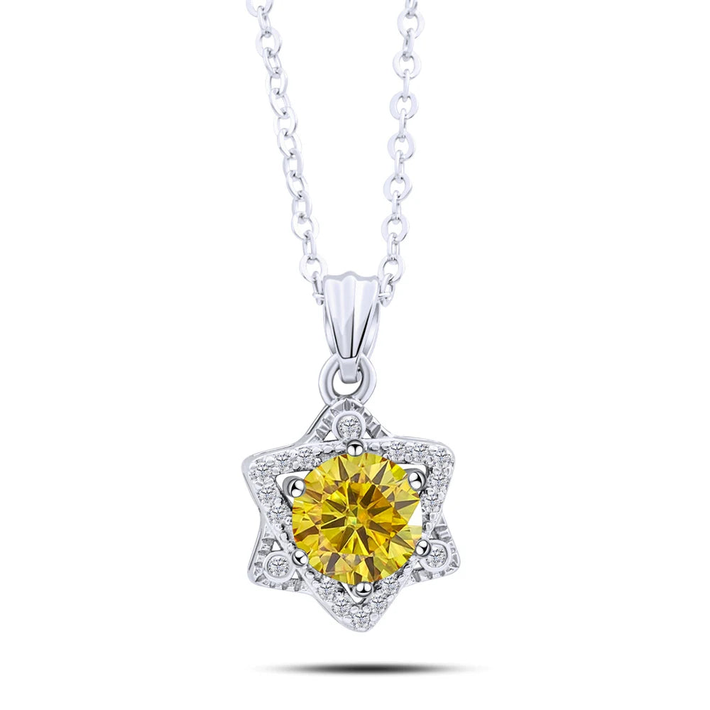 Elegant 1CT Five-Point Star Moissanite Jewelry 925 Sterling Silver Necklace for charm lady  female dating party gift