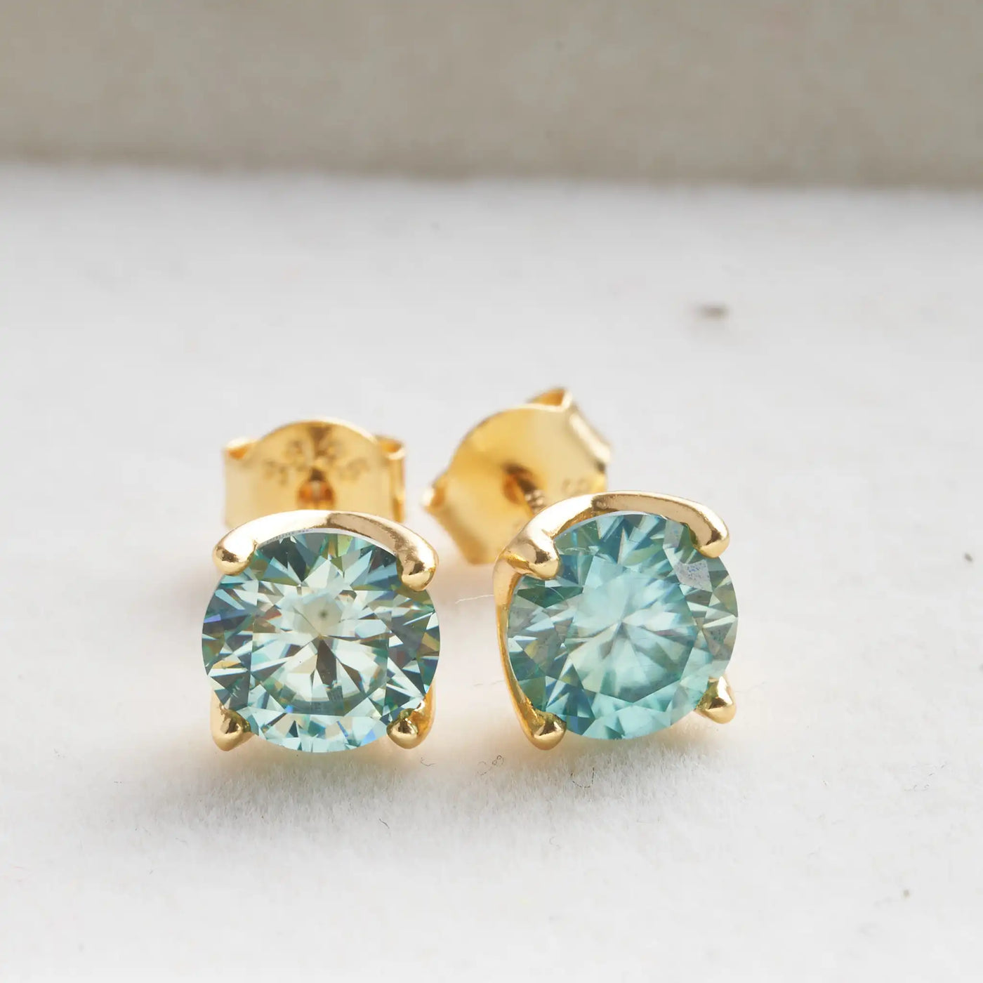 blue green color 6.5mm*2 pcs Moissanite Earrings Diamond 925 Sterling Silver Gold Plated Certificate Moissanite Jewelry