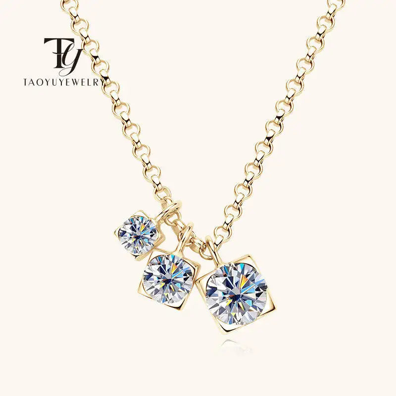 Fashion Moissanite Women's Pendant Necklace 0.9 Carat 925 Sterling Silver Minimalist Jewelry with Certificate