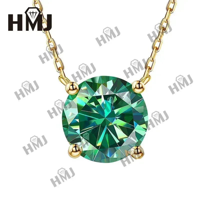 Moissanite Diamond 1CT Necklace Pendant 925 Silver Plated 18k Yellow Gold Necklace for Women Chains Party Bridal Fine Jewelry