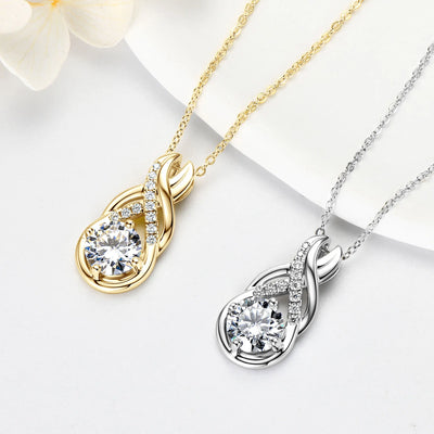 Anziw 8mm 2.0CT D Moissanite Jewelry Sets 925 Sterling Silver Luxury Infinity Necklace Earrings for Women Wedding Party Jewelry
