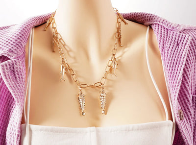 2024 Fashion unique Ocean Design Mermaid Necklace Bird Choker Boho Stainless Steel Jewelry Fish Pendant Accessories