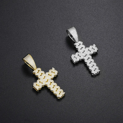 High Quality Unisex Classic Cross 14mm Cuban Link Necklace Men Mossanite Sterling Silver 925 Chains Necklaces Hip Hop Jewelry