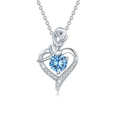 Rose Heart Pendant Necklace for Women 1CT Moissanite S925 Sterling Silver Wedding Anniversary Birthday Engagements Fine Jewelry