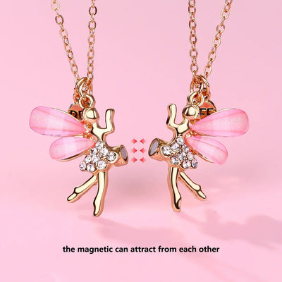 Exquisite Flower Fairy Magnet Necklace for Women Fashion Elf Pendant Clavicle Chain BFF Best Friends Jewelry Concert Gift 2024