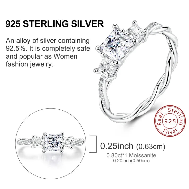 Moissanite Ring Real 925 Sterling Silver Simple Sparkling Shiny Oval Stone Ring For Women Engagement Wedding Luxury Fine Jewelry