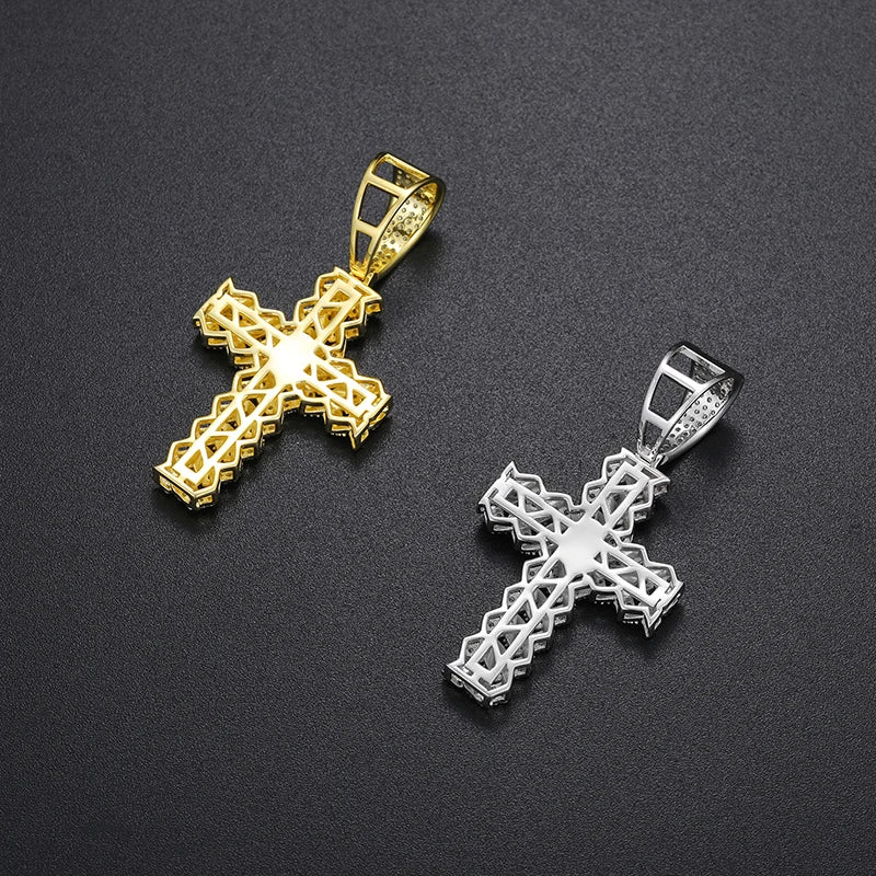 High Quality Unisex Classic Cross 14mm Cuban Link Necklace Men Mossanite Sterling Silver 925 Chains Necklaces Hip Hop Jewelry