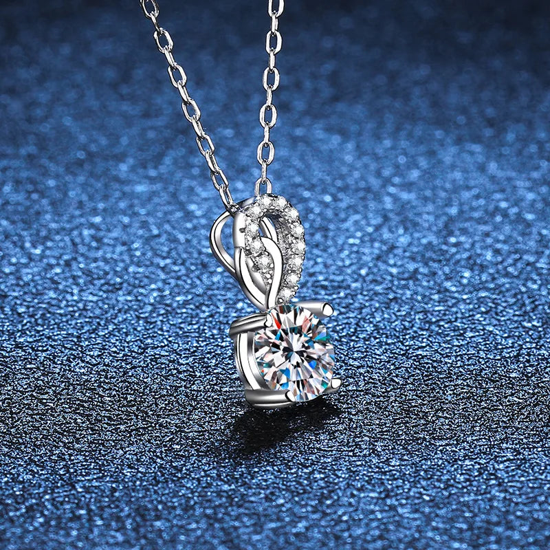 Moissanite Diamond 6.5mm 1CT Necklace For Woman Pendant 925 Silver Necklace For Women Chains Party Bridal Fine Jewelry