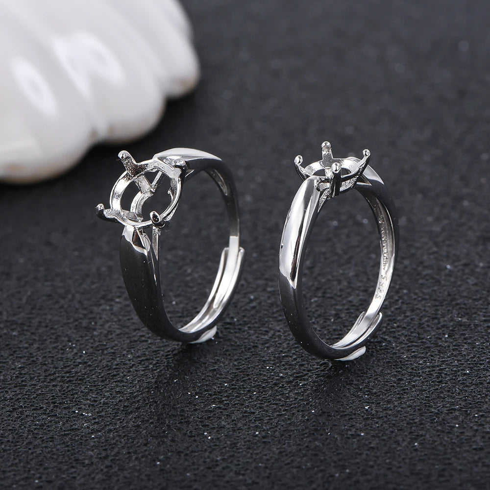 Round Size 5-11 Minimalist Four-Prong Moissanite Ring Setting, S925 Sterling Silver Material, Suitable for Handmade DIY Jewelry