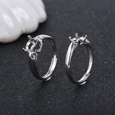 Round Size 5-11 Minimalist Four-Prong Moissanite Ring Setting, S925 Sterling Silver Material, Suitable for Handmade DIY Jewelry