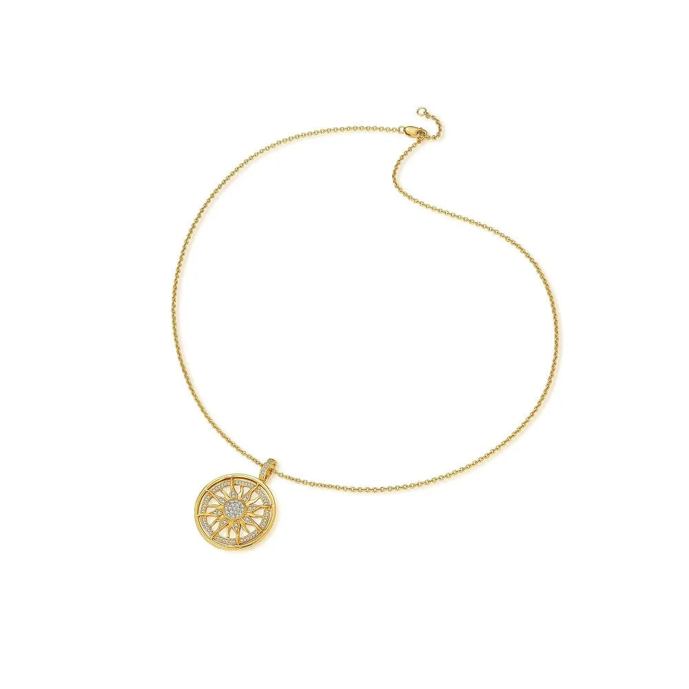 M-JAJA Moissanite Necklace for Women D VVS1 18k White Gold Plated 925 Sterling Silver Chain Diamond Golden Sun Pendant Jewelry