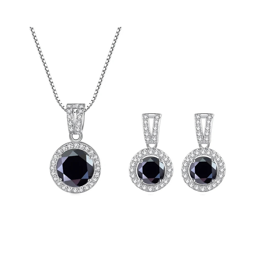 JoyceJelly 2ct total Moissanite Jewelry Set Sterling Silver 925 Necklace Earrings Fine Jewerly Wedding Set Pass Dismond Tester
