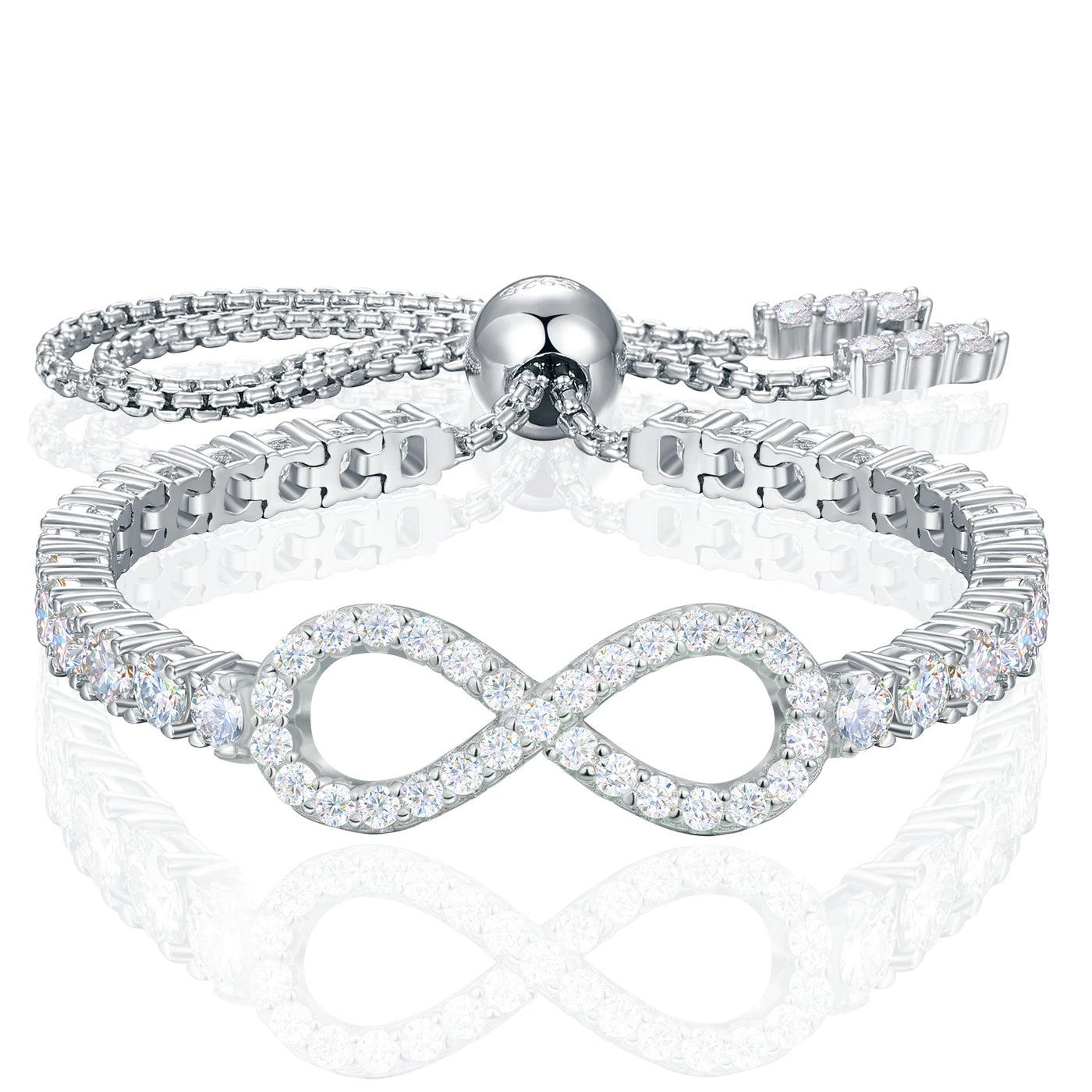 New 3mm Moissanite GRA  Infinity Tennis Bracelet for Women S925 Sterling Silver Adjustable Bracelets Wedding Party Jewelry Gifts