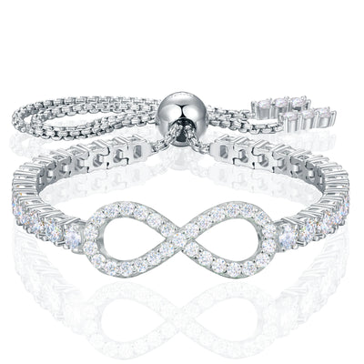 New 3mm Moissanite GRA  Infinity Tennis Bracelet for Women S925 Sterling Silver Adjustable Bracelets Wedding Party Jewelry Gifts