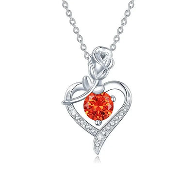 Rose Heart Pendant Necklace for Women 1CT Moissanite S925 Sterling Silver Wedding Anniversary Birthday Engagements Fine Jewelry