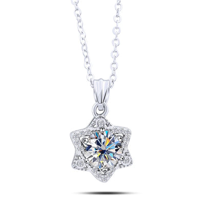 Elegant 1CT Five-Point Star Moissanite Jewelry 925 Sterling Silver Necklace for charm lady  female dating party gift