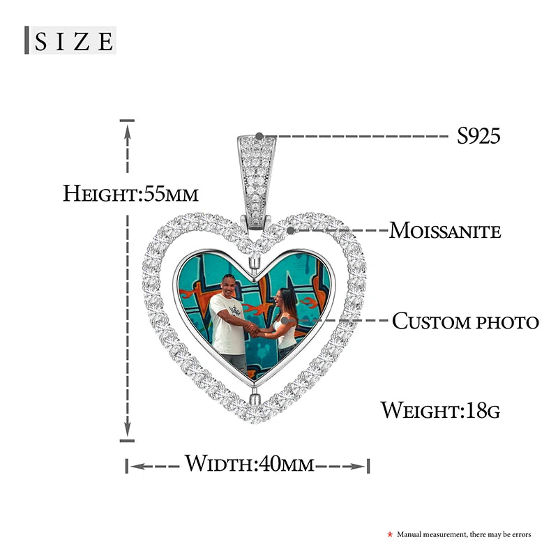 Fine Jewelry Round Memory Medallions Moissanite Custom Photo Pendant Necklace For Men Hip Hop Jewelry 925 Sterling Silver