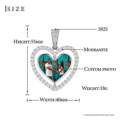 Fine Jewelry Round Memory Medallions Moissanite Custom Photo Pendant Necklace For Men Hip Hop Jewelry 925 Sterling Silver