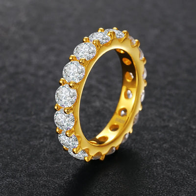 TUHE Unisex 925 Silver Ring Moissanite Stone Iced Out Couple Rings For Women Men Hip Hop Gifts