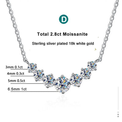 Moissanite Necklace for Woman Wedding Fine Jewely with Certificates 925 Sterling Sliver Plated 18k White Gold Necklace