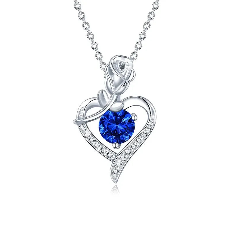 Rose Heart Pendant Necklace for Women 1CT Moissanite S925 Sterling Silver Wedding Anniversary Birthday Engagements Fine Jewelry