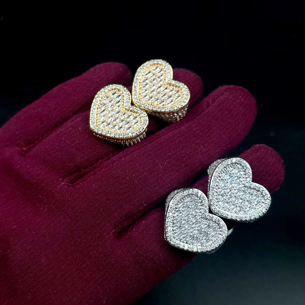 Aokaishen New Baguette Heart Ring for Women Pink Stones Glossy Girls Rose Gold Plated Hip Hop Jewelry