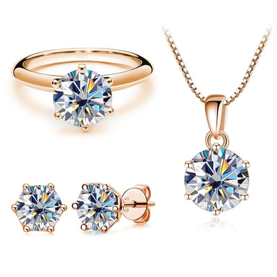 Moissanite  Jewelry Set  for charm lady Rose Gold Plated with total 4 carat mossanite silver 925 jewerly set gift classic design