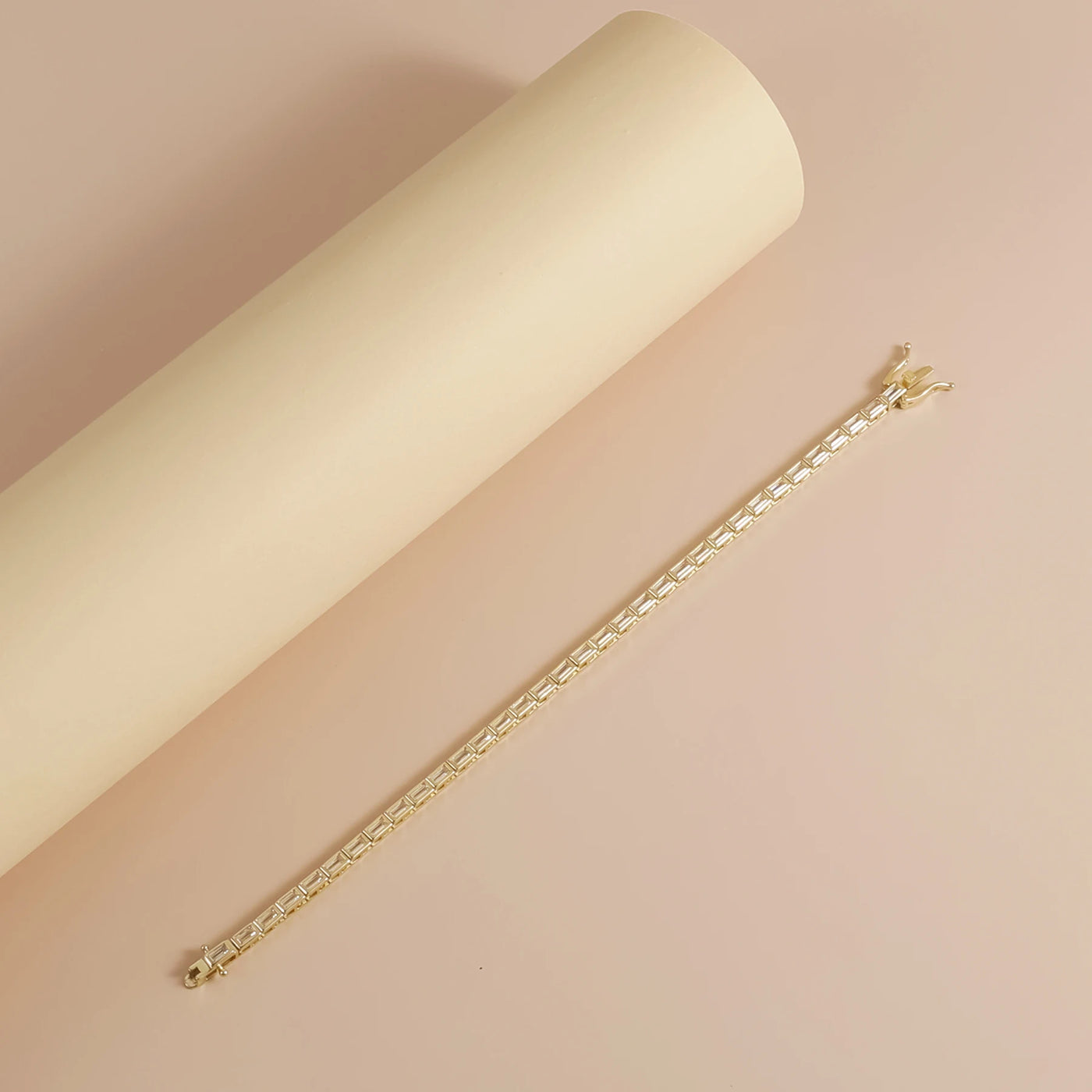 GEM'S BALLET Baguette Cut 2x4mm Eternity Bezel Moissanite Tennis Bracelet 925 Sterling Silver 14K Gold Bracelet Gift for Her