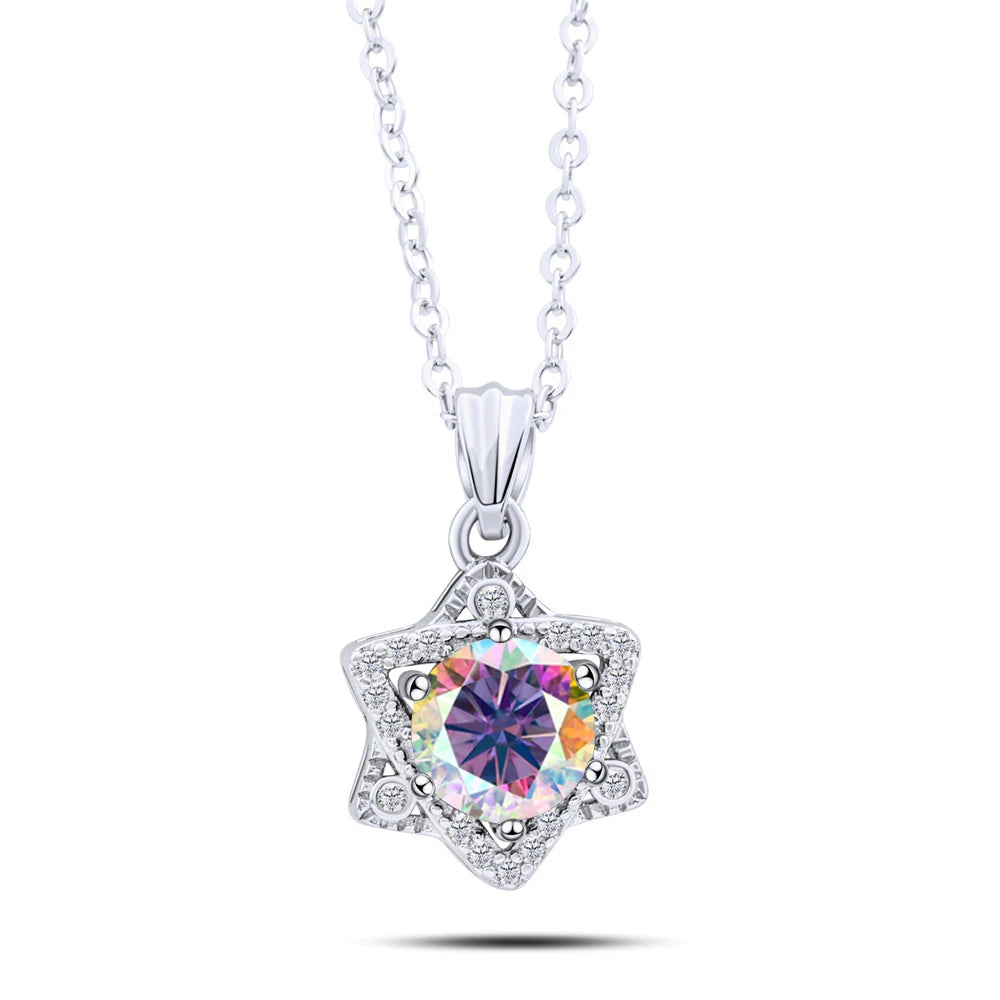 Elegant 1CT Five-Point Star Moissanite Jewelry 925 Sterling Silver Necklace for charm lady  female dating party gift