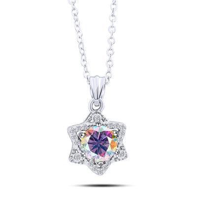 Elegant 1CT Five-Point Star Moissanite Jewelry 925 Sterling Silver Necklace for charm lady  female dating party gift