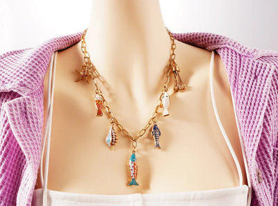 2024 Fashion unique Ocean Design Mermaid Necklace Bird Choker Boho Stainless Steel Jewelry Fish Pendant Accessories