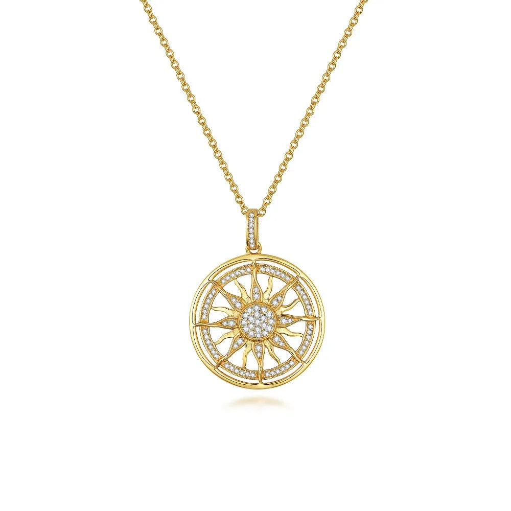 M-JAJA Moissanite Necklace for Women D VVS1 18k White Gold Plated 925 Sterling Silver Chain Diamond Golden Sun Pendant Jewelry