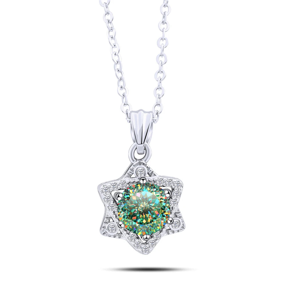 Elegant 1CT Five-Point Star Moissanite Jewelry 925 Sterling Silver Necklace for charm lady  female dating party gift