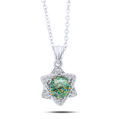 Elegant 1CT Five-Point Star Moissanite Jewelry 925 Sterling Silver Necklace for charm lady  female dating party gift