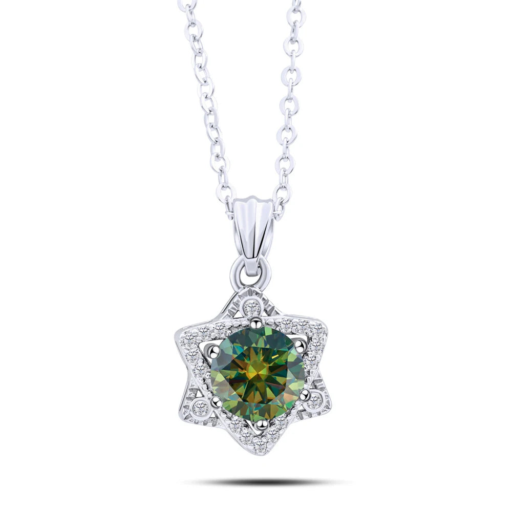 Elegant 1CT Five-Point Star Moissanite Jewelry 925 Sterling Silver Necklace for charm lady  female dating party gift