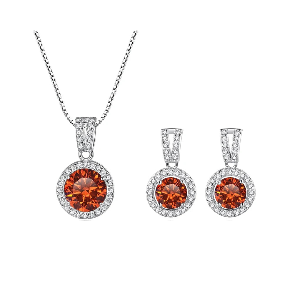 JoyceJelly 2ct total Moissanite Jewelry Set Sterling Silver 925 Necklace Earrings Fine Jewerly Wedding Set Pass Dismond Tester
