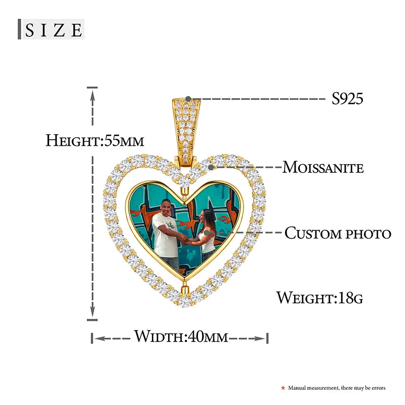 Fine Jewelry Round Memory Medallions Moissanite Custom Photo Pendant Necklace For Men Hip Hop Jewelry 925 Sterling Silver