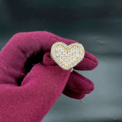 Aokaishen New Baguette Heart Ring for Women Pink Stones Glossy Girls Rose Gold Plated Hip Hop Jewelry