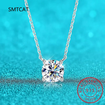 Moissanite Diamond 6.5mm 1CT Necklace For Woman Pendant 925 Silver Necklace For Women Chains Party Bridal Fine Jewelry