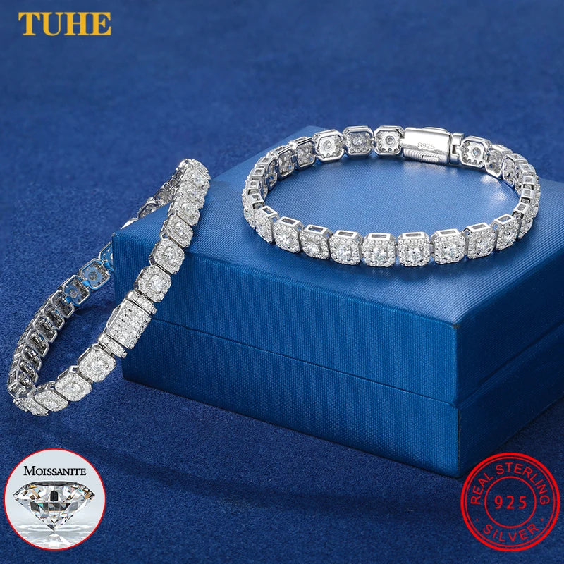 6mm Moissanite Tennis Bracelet Chain for Women Man GRA Diamond Original 925 Sterling Silver Link Bracelets Wedding Party Jewelry