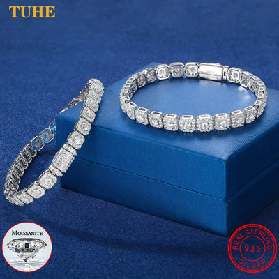 6mm Moissanite Tennis Bracelet Chain for Women Man GRA Diamond Original 925 Sterling Silver Link Bracelets Wedding Party Jewelry