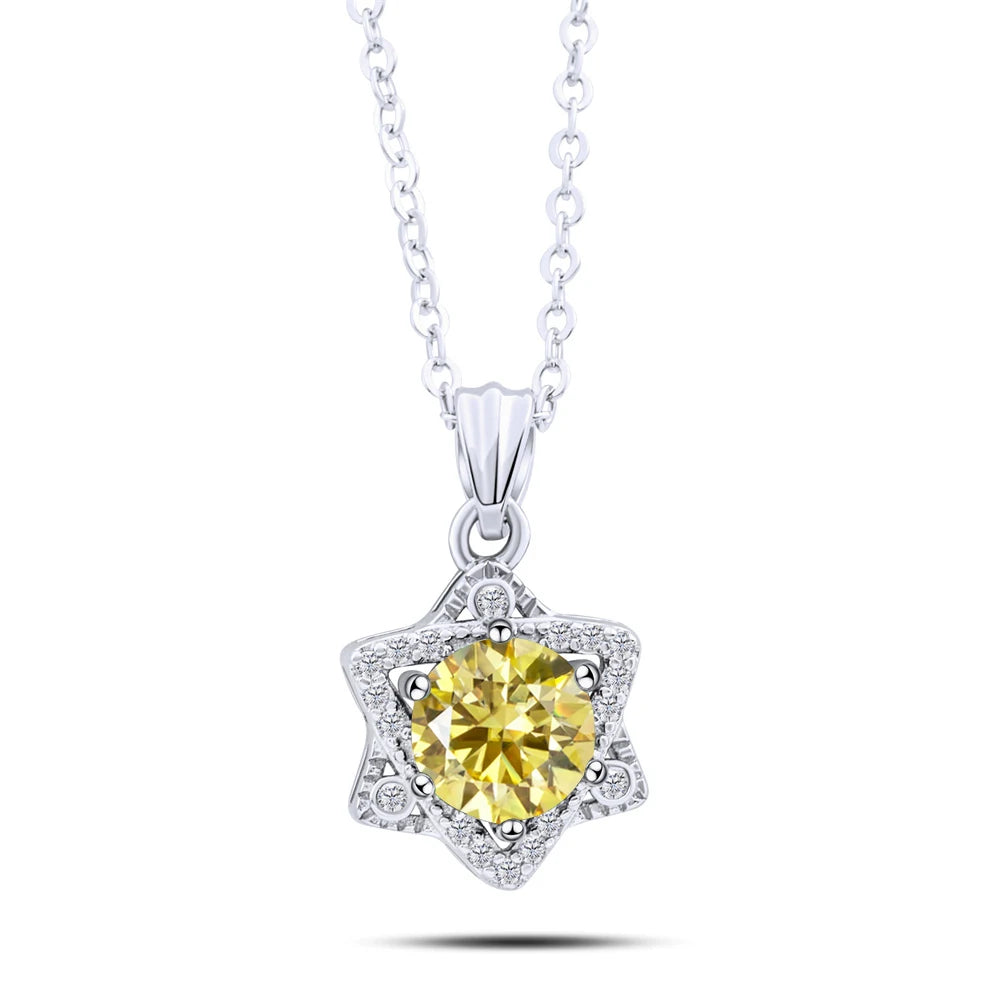 Elegant 1CT Five-Point Star Moissanite Jewelry 925 Sterling Silver Necklace for charm lady  female dating party gift
