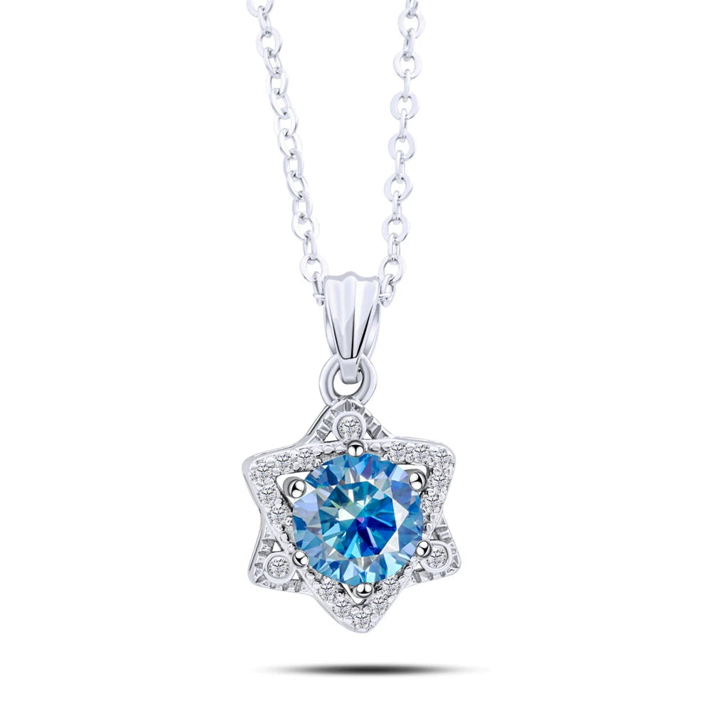 Elegant 1CT Five-Point Star Moissanite Jewelry 925 Sterling Silver Necklace for charm lady  female dating party gift