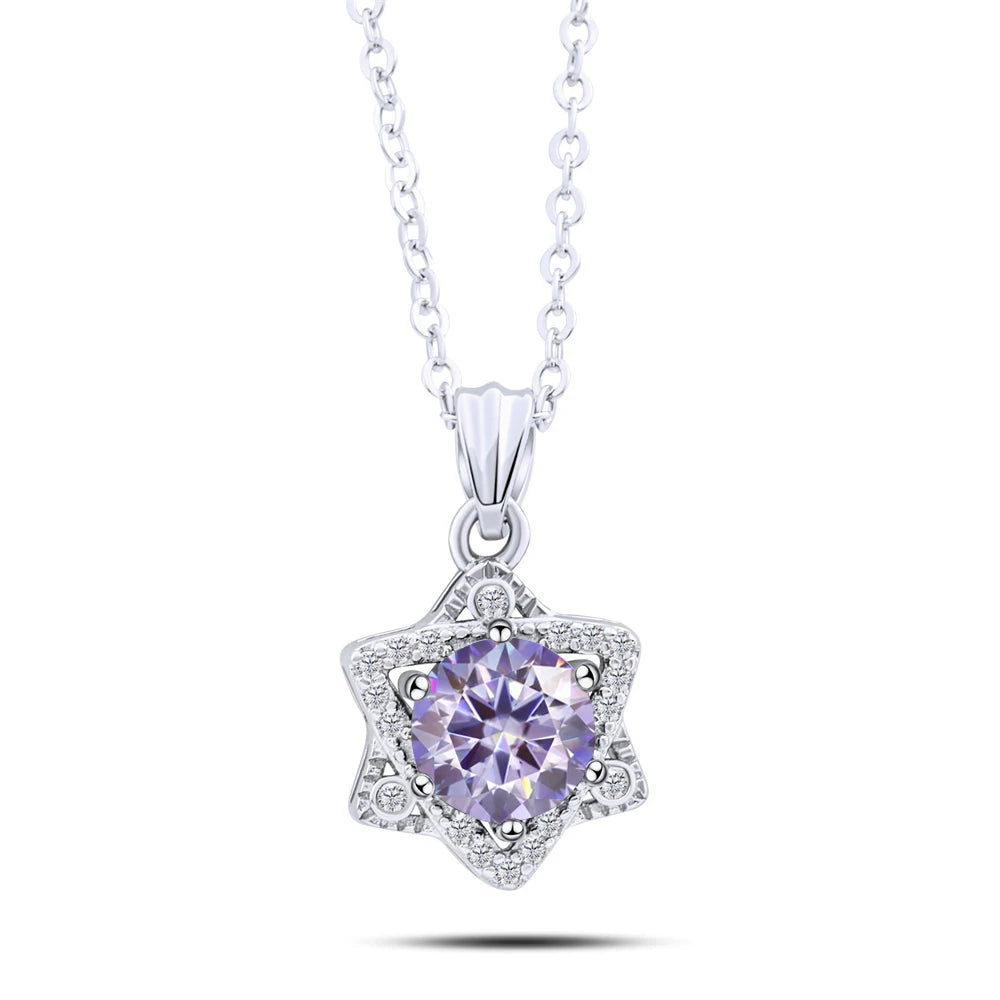 Elegant 1CT Five-Point Star Moissanite Jewelry 925 Sterling Silver Necklace for charm lady  female dating party gift
