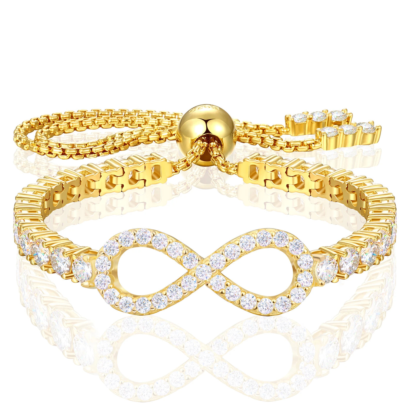 New 3mm Moissanite GRA  Infinity Tennis Bracelet for Women S925 Sterling Silver Adjustable Bracelets Wedding Party Jewelry Gifts