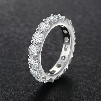 TUHE Unisex 925 Silver Ring Moissanite Stone Iced Out Couple Rings For Women Men Hip Hop Gifts